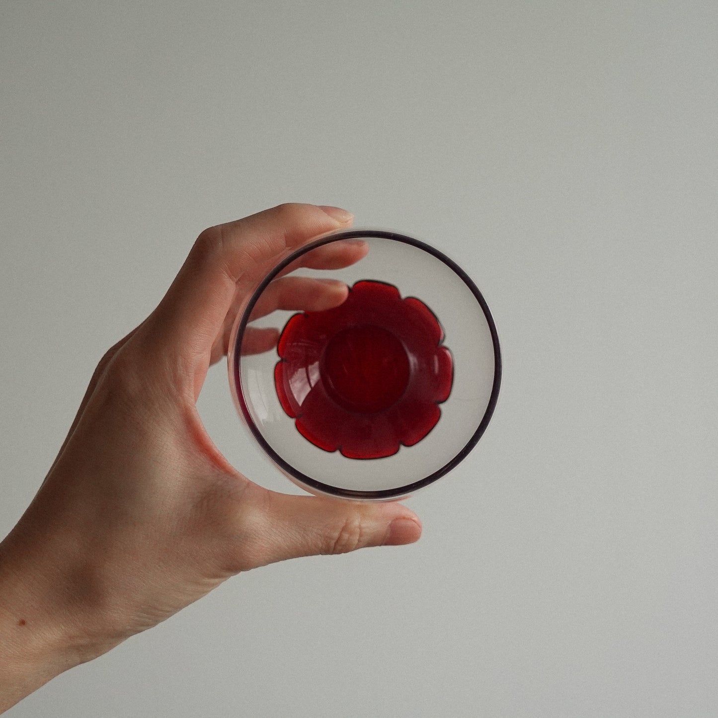 Vintage Red Flower Foot Glasses / Pair