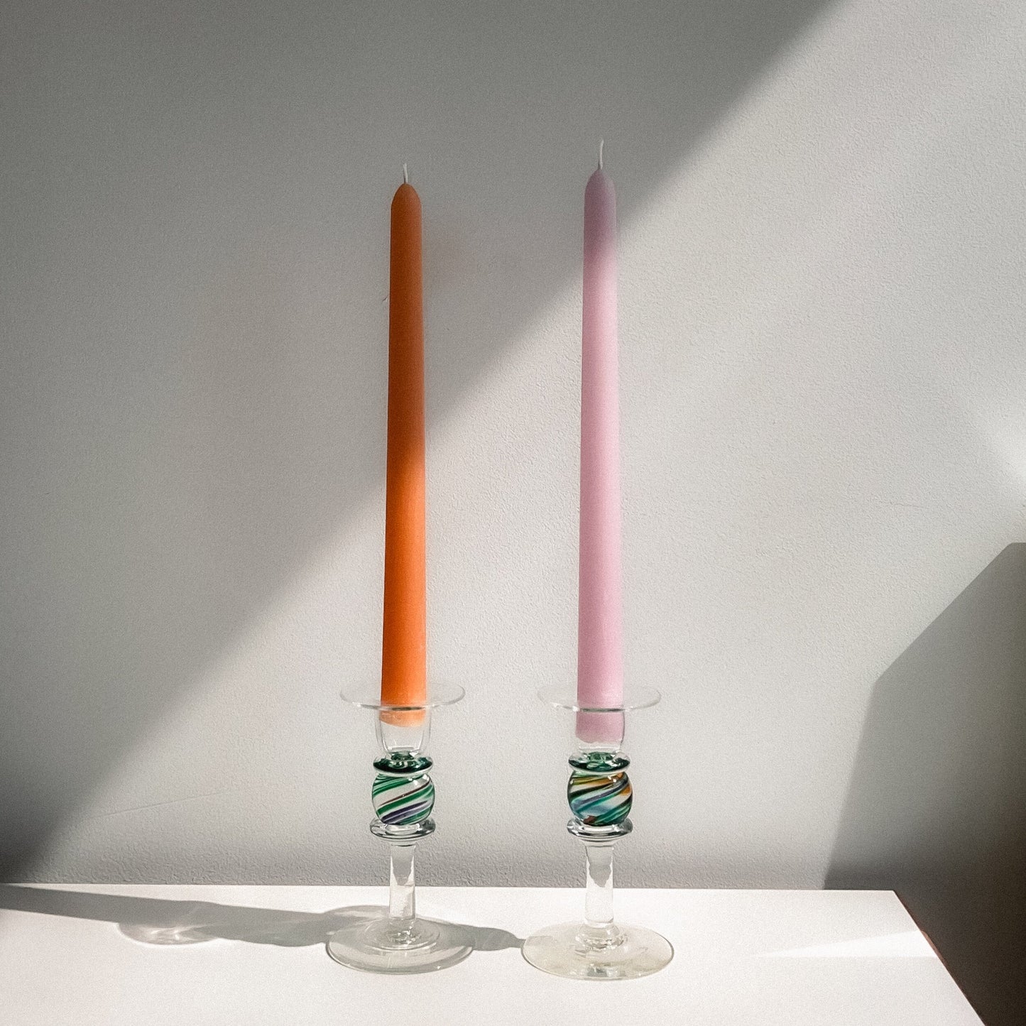 Vintage Candle Holder + Two Taper Candles