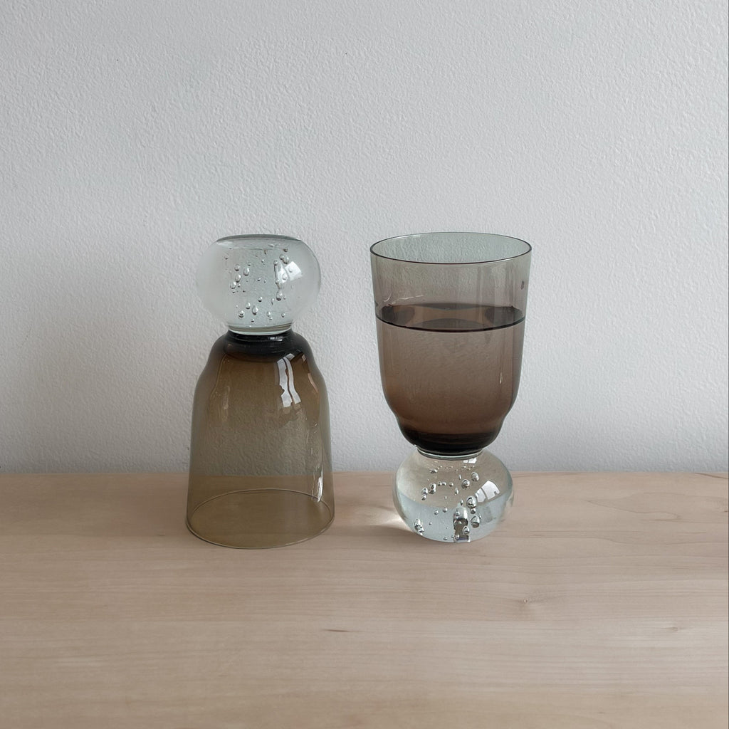 Vintage Smokey brown Bubble Glasses (Set of 2)