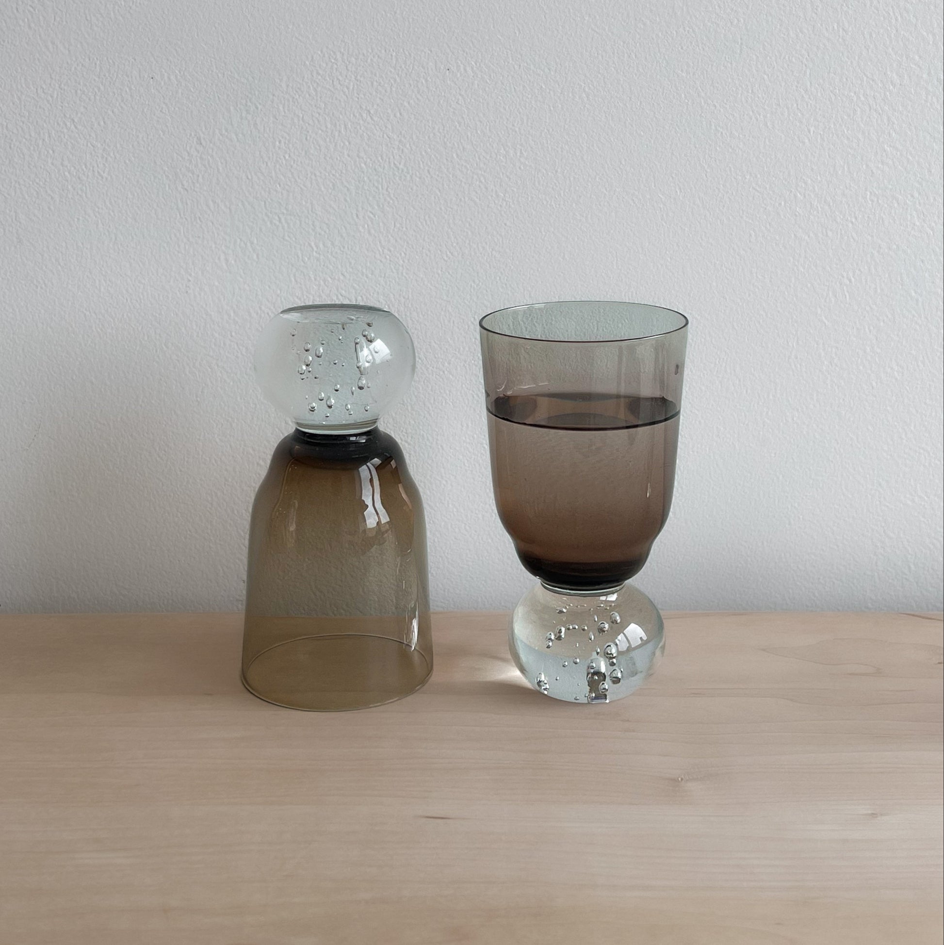 Vintage Smokey brown Bubble Glasses (Set of 2)