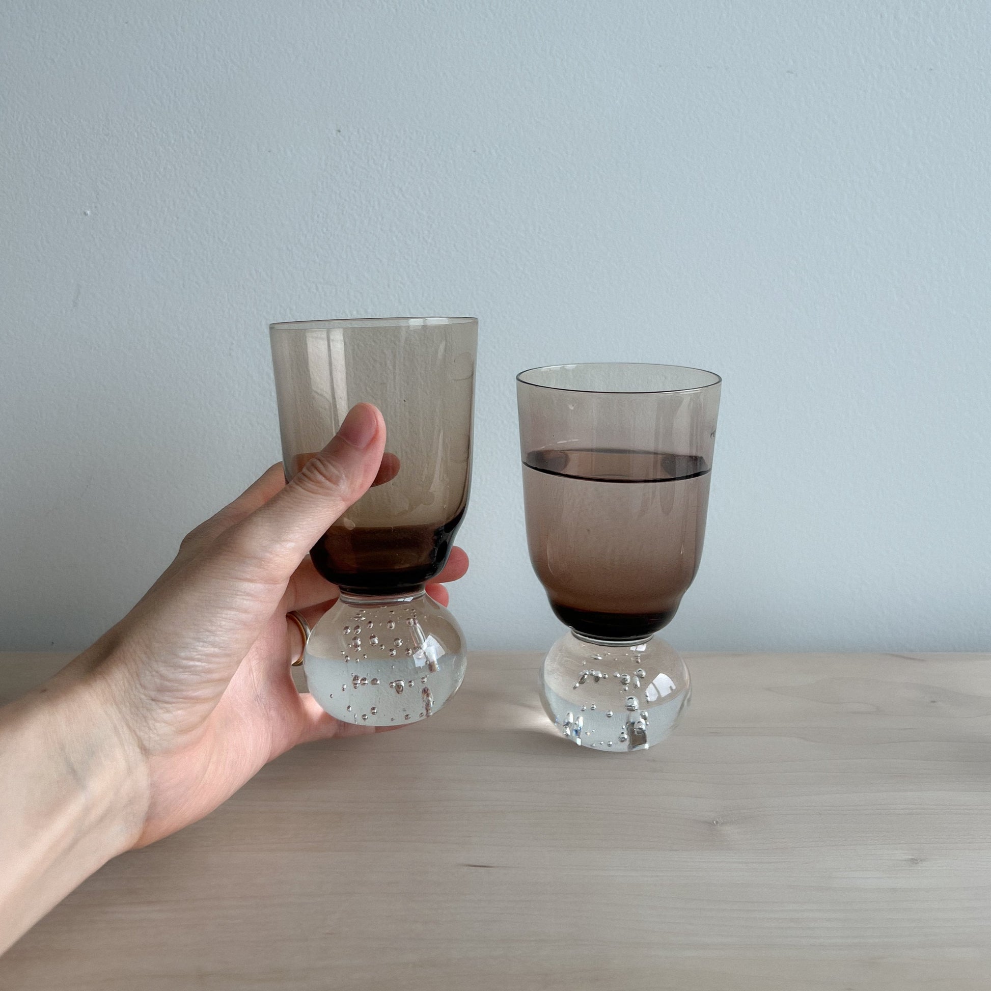 Vintage Smokey brown Bubble Glasses (Set of 2)