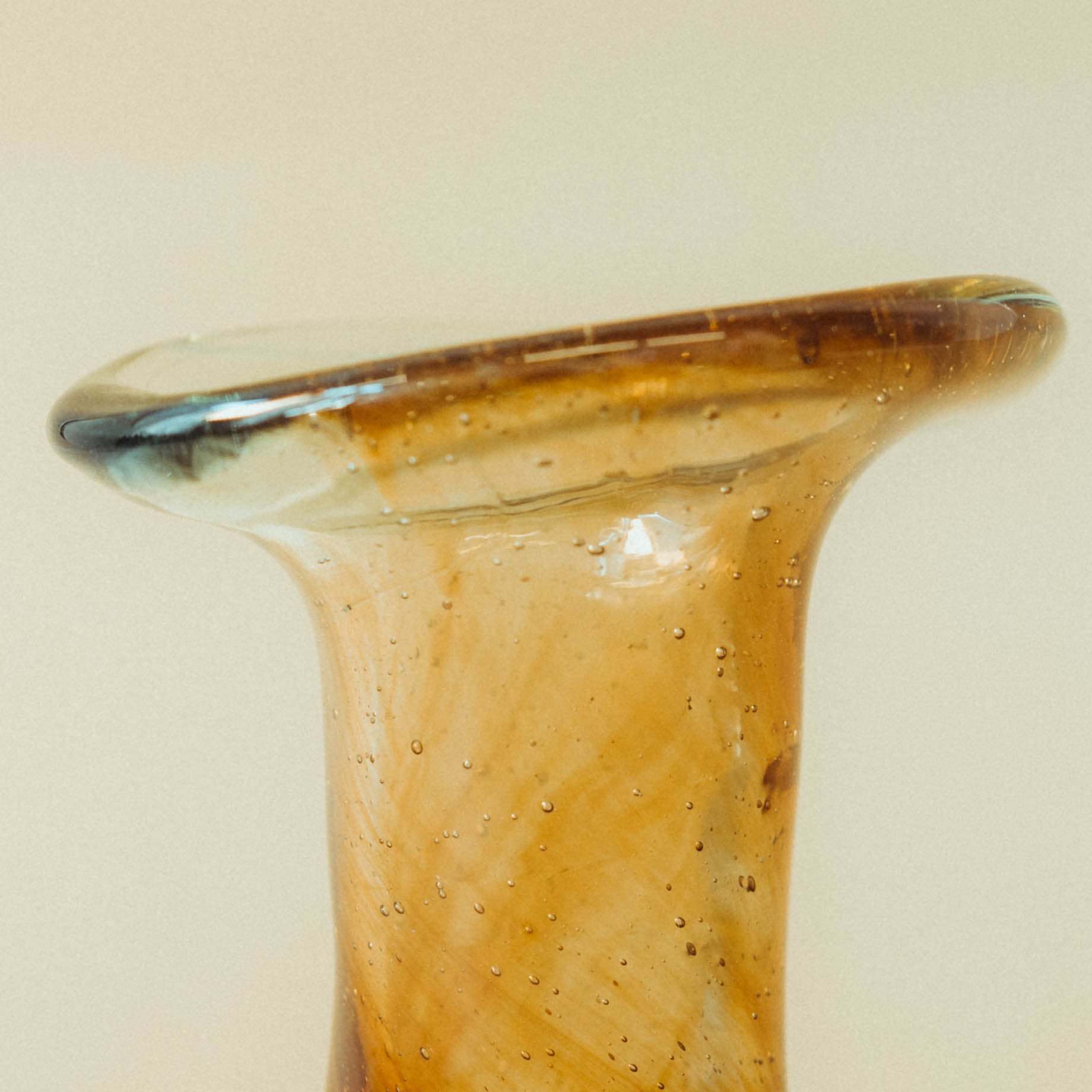Hand-Blown Amber Art Glass Vase