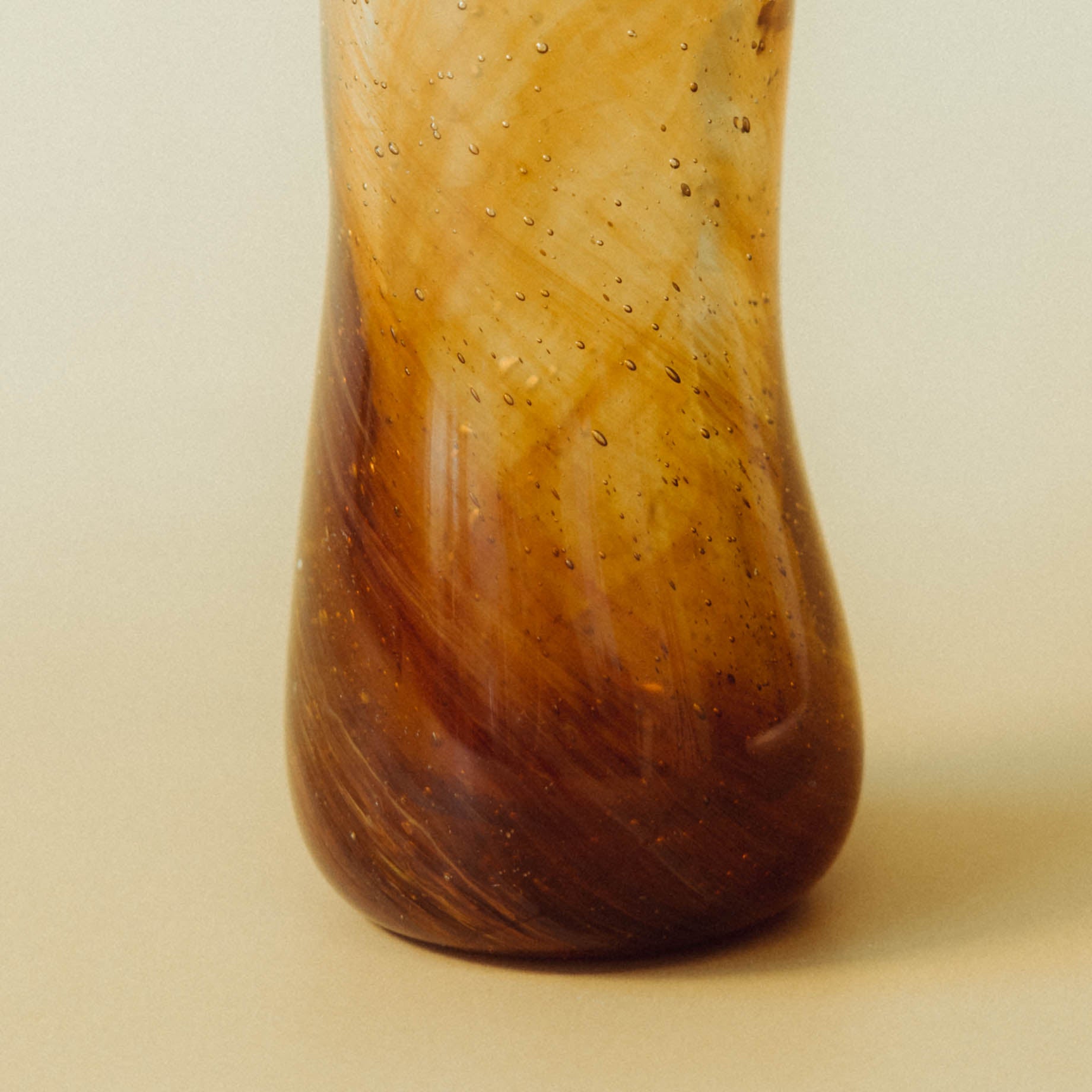 Hand-Blown Amber Art Glass Vase
