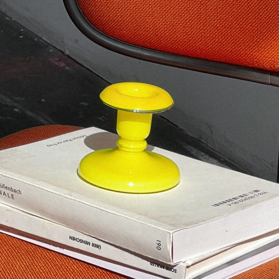 Vintage Yellow Candle Holder + Taper Candle