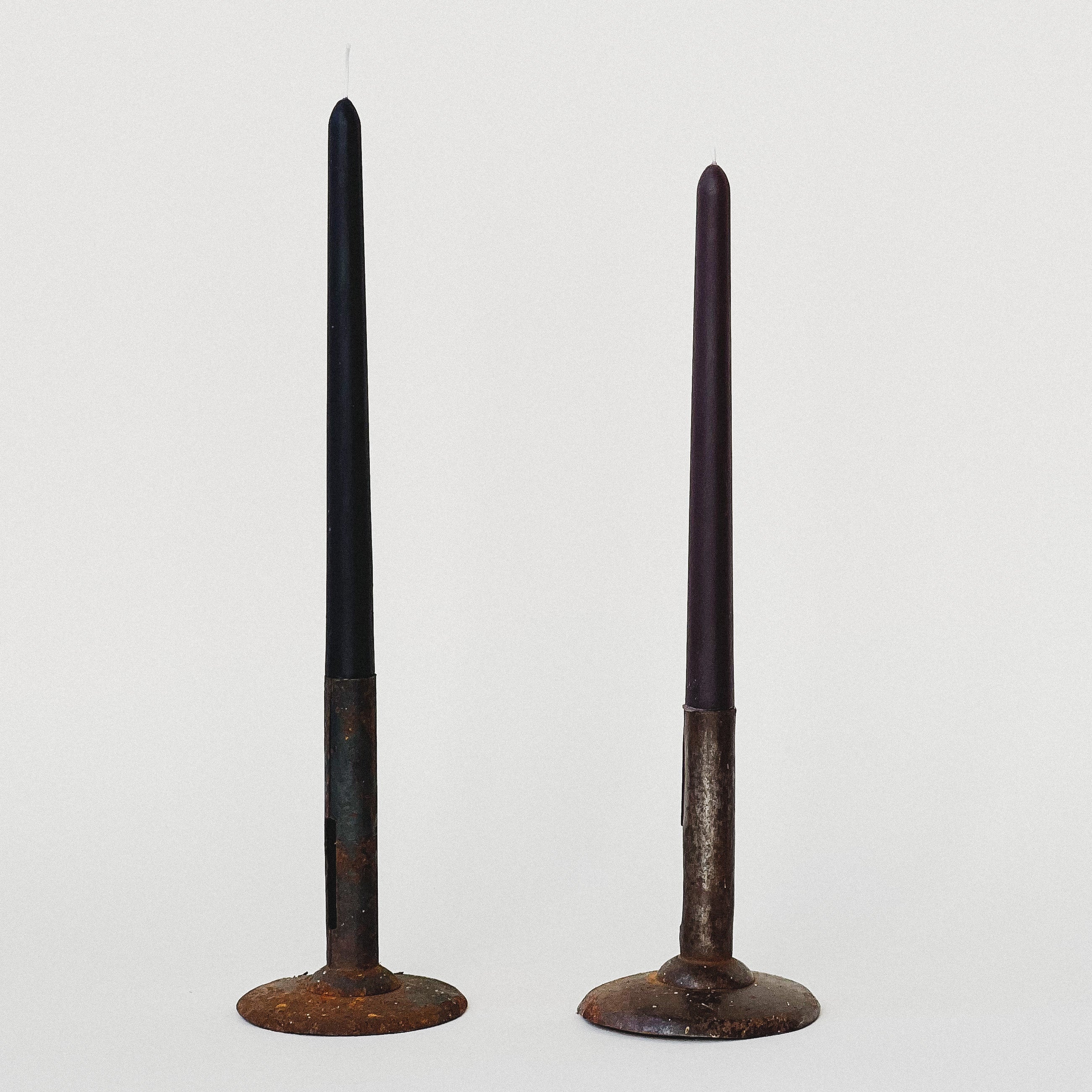 Vintage Rustic Metal Candle Holder / Pair