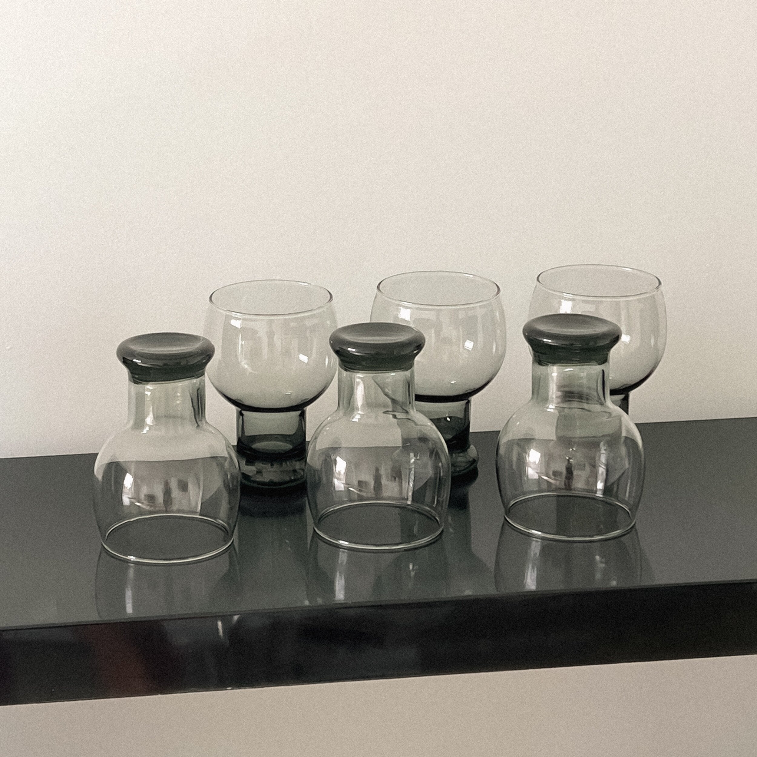 1970s smoky gray drinking glasses