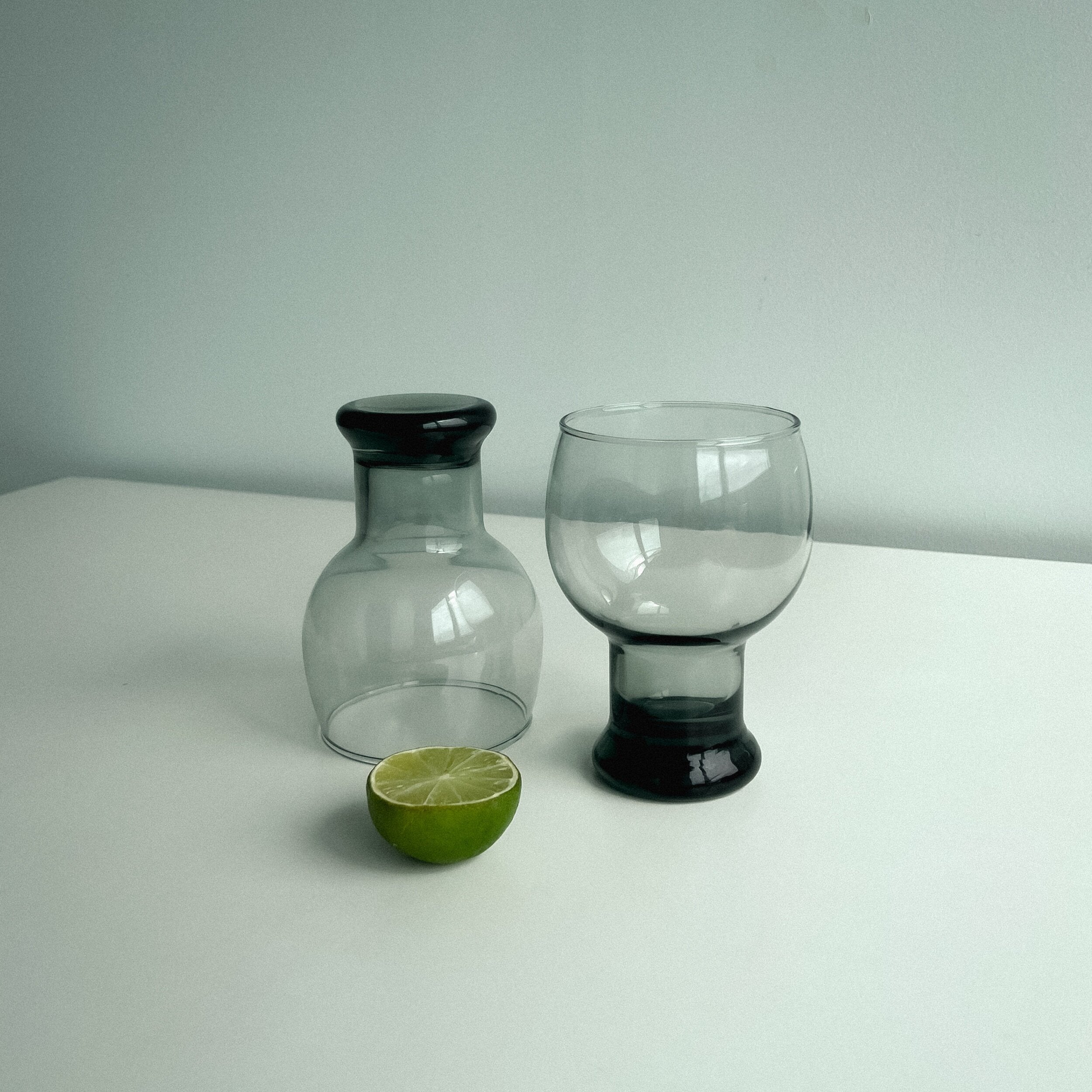 1970s smoky gray drinking glasses