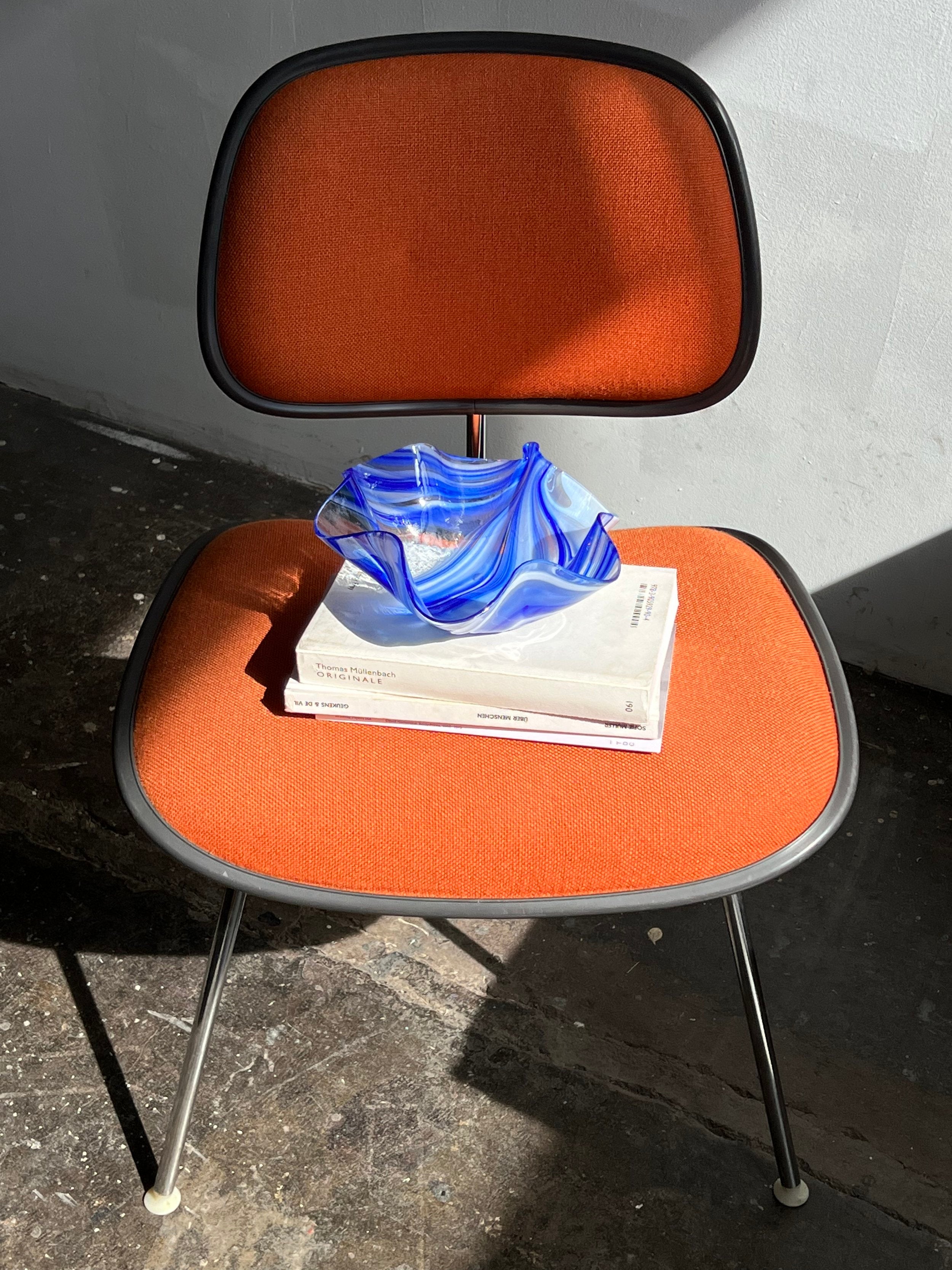 Midcentury Blue Wavy Glass Bowl