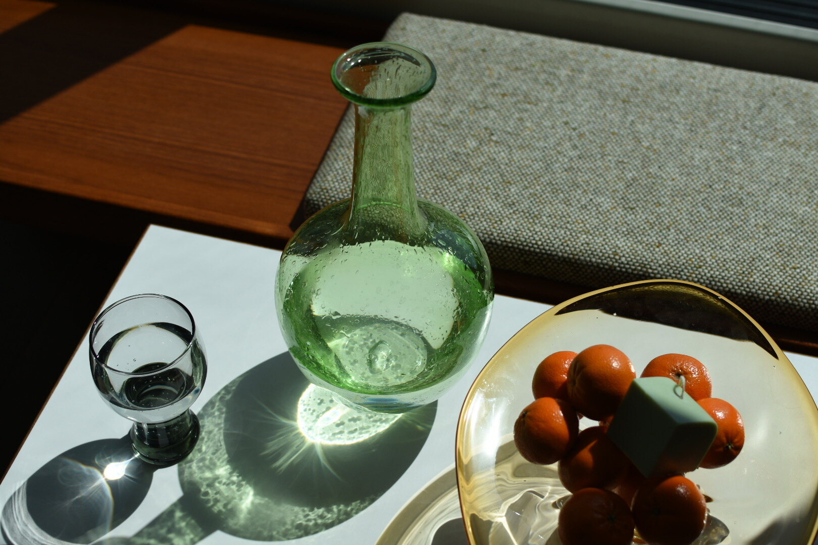Vintage Hand Blown Green Bubble Vase