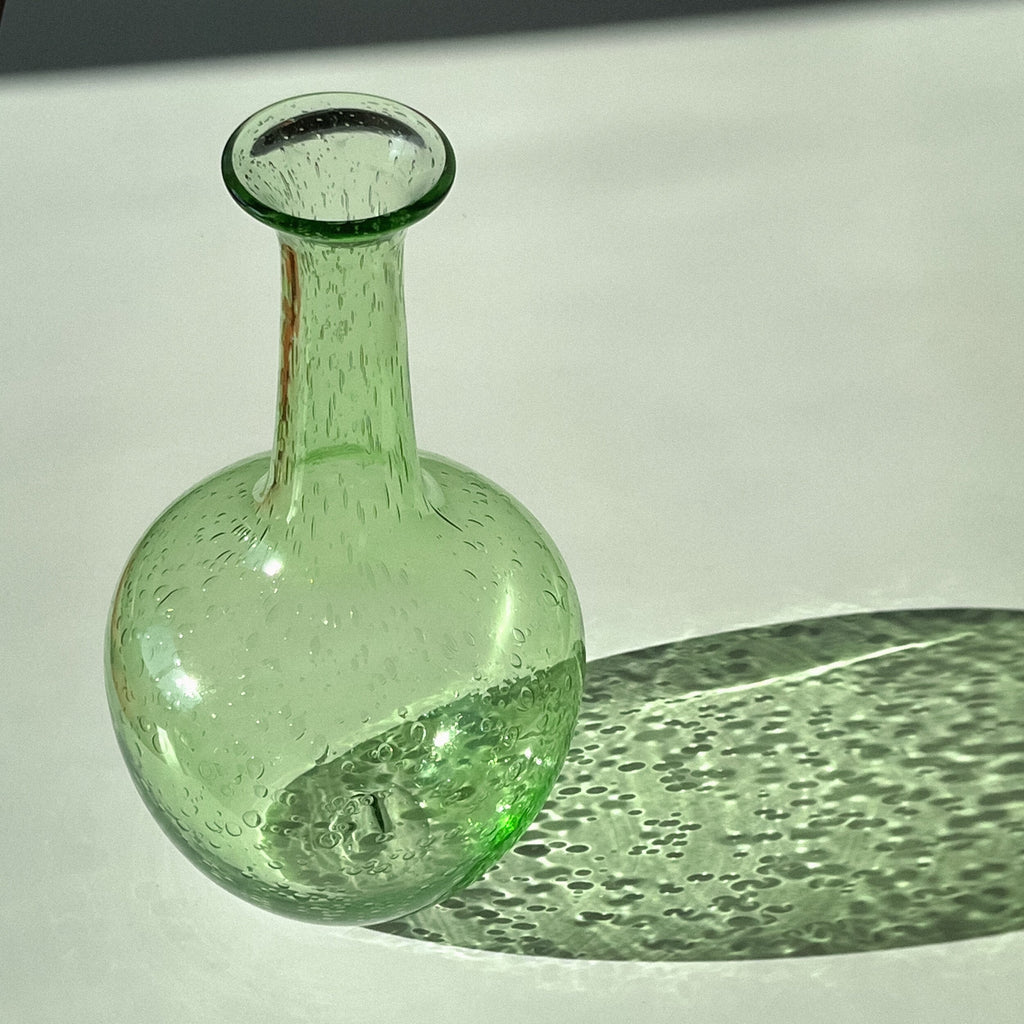 Vintage Hand Blown Green Bubble Vase
