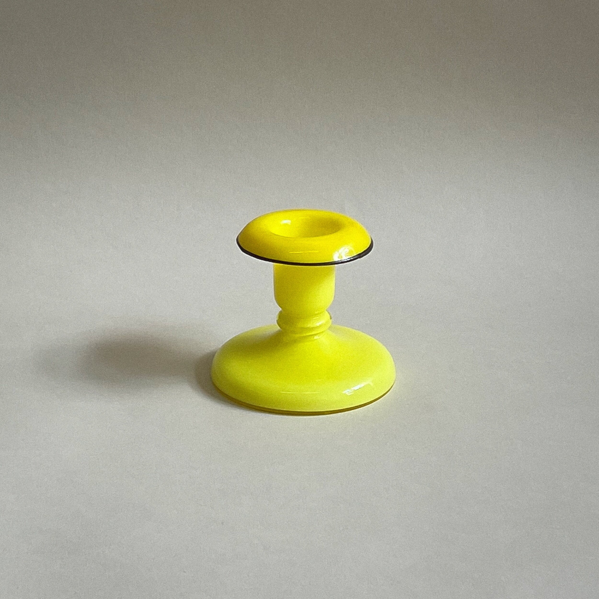 Vintage Yellow Candle Holder + Taper Candle