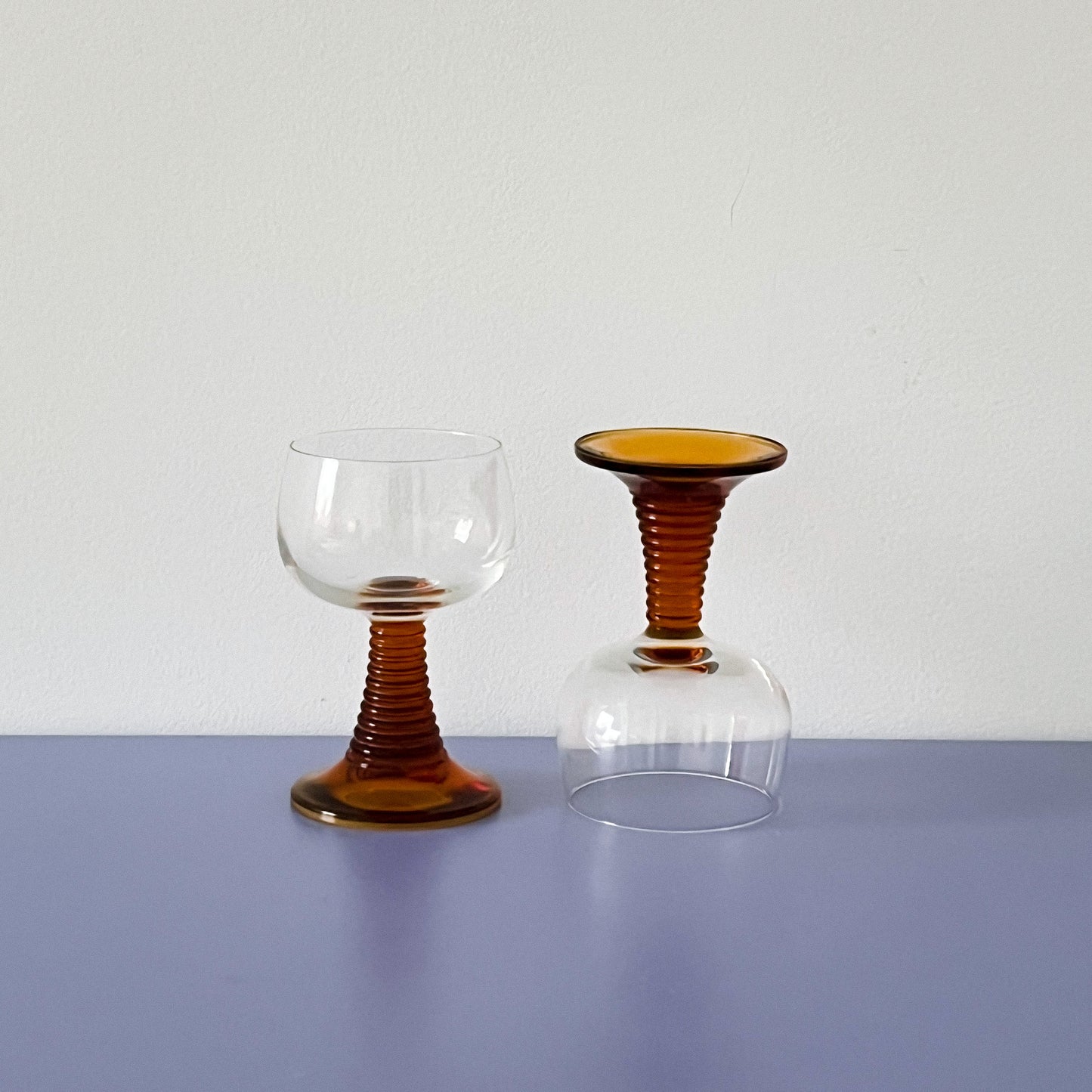 Amber Vintage German Wine Glasses / Pair