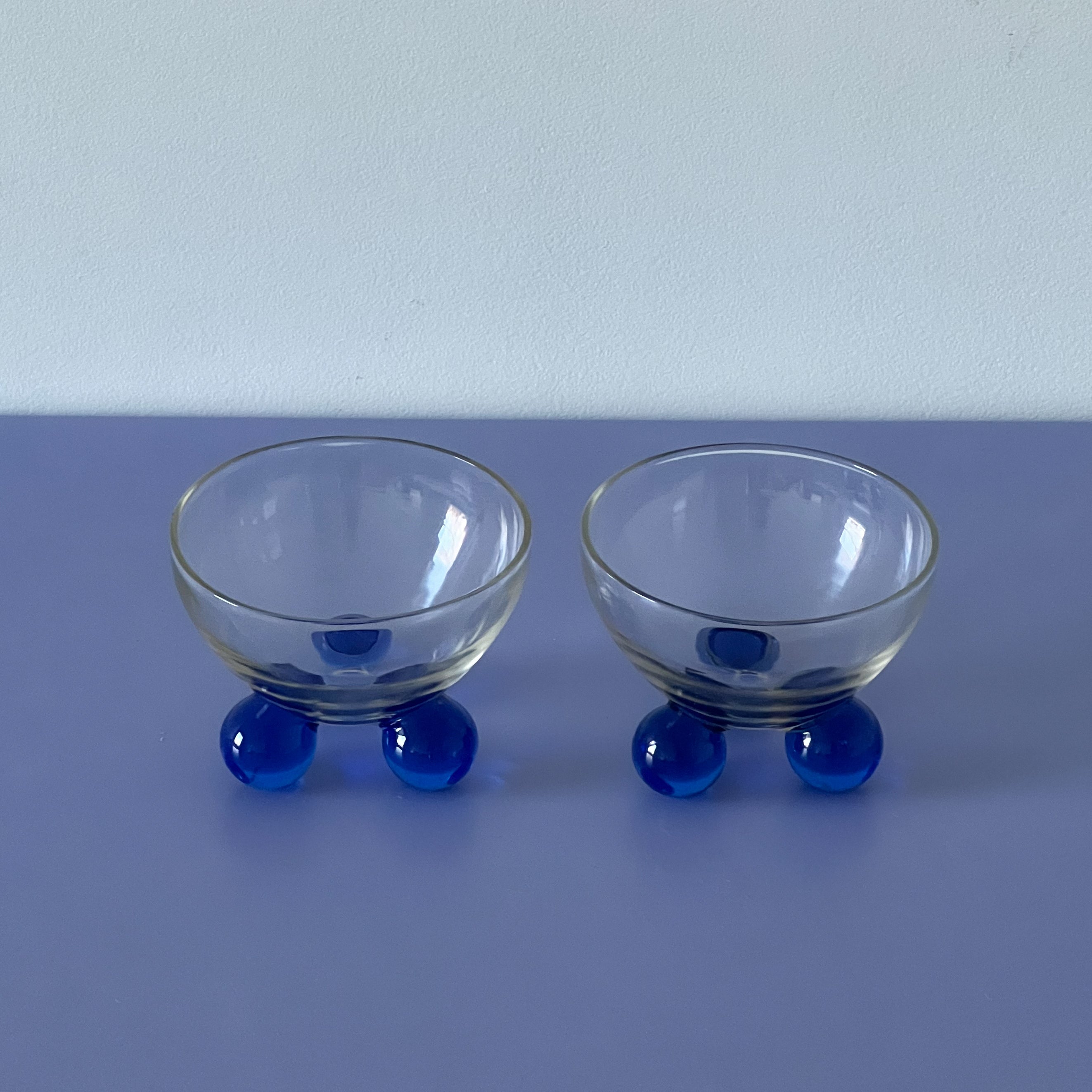 Vintage Bubble Ball Base Wine Glasses / Pair