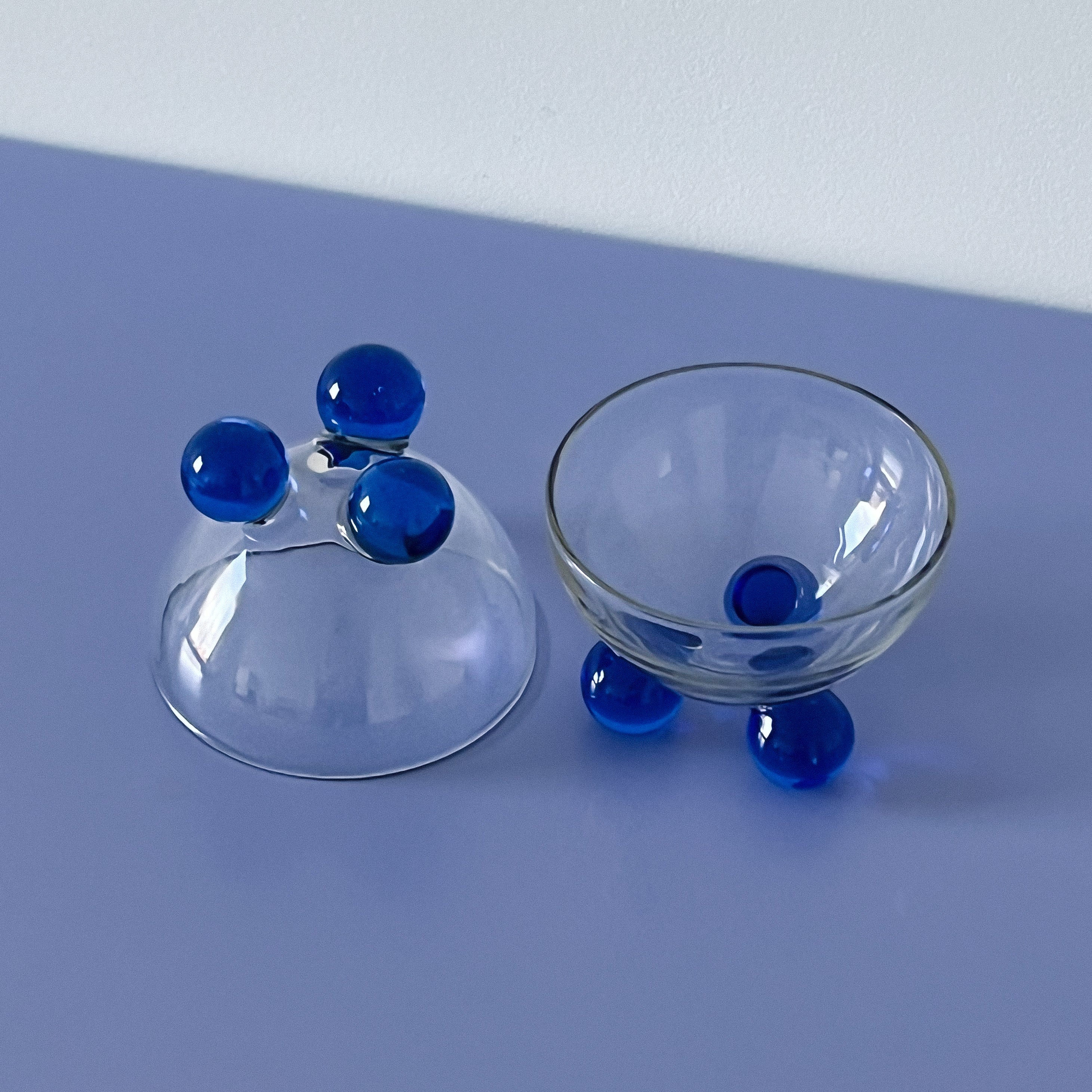 Vintage Bubble Ball Base Wine Glasses / Pair